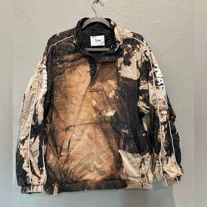 TNA Men's Black and Tan Windbreaker quarter zip Sz L